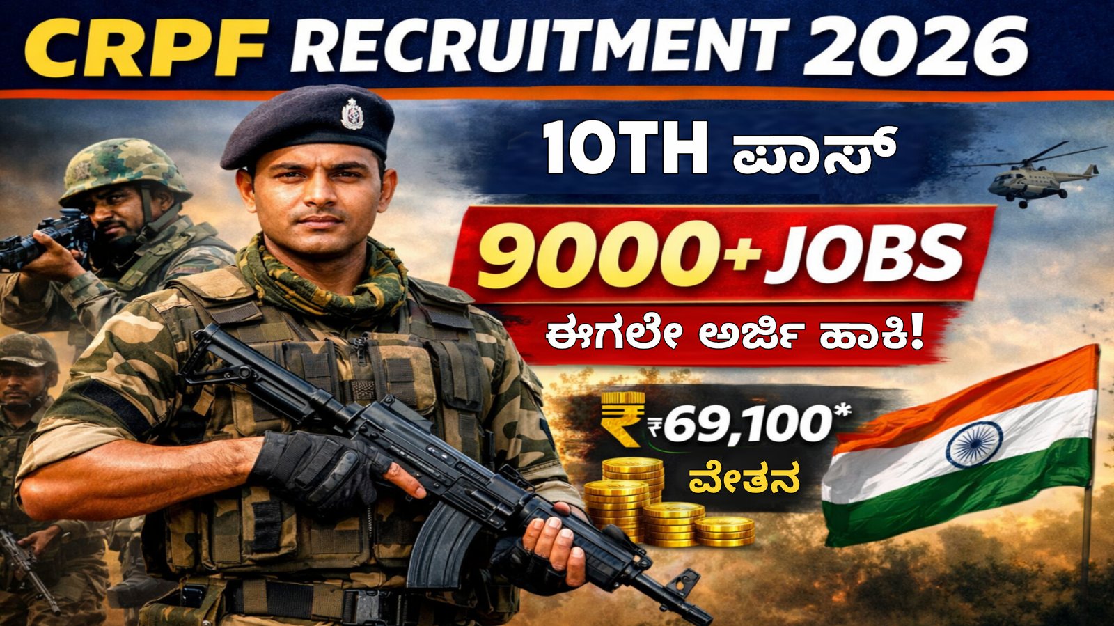 CRPF Recruitment 2026 constable jobs for 10th pass candidates India