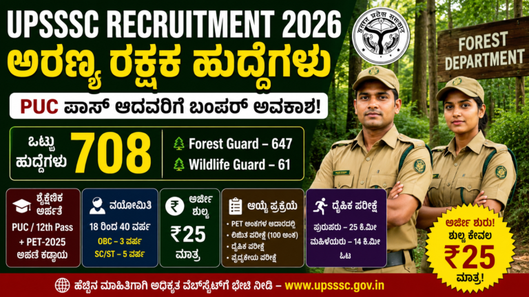 UPSSSC Recruitment 2026 Forest Guard and Wildlife Guard Vacancy Details in Kannada