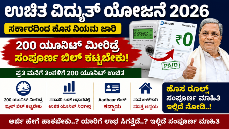 Gruha Jyothi Free Electricity Scheme 2026 Karnataka new rules information in Kannada