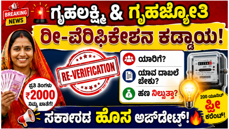 Karnataka Government Gruha Lakshmi and Gruha Jyothi scheme official verification process and required documents list in Kannada.