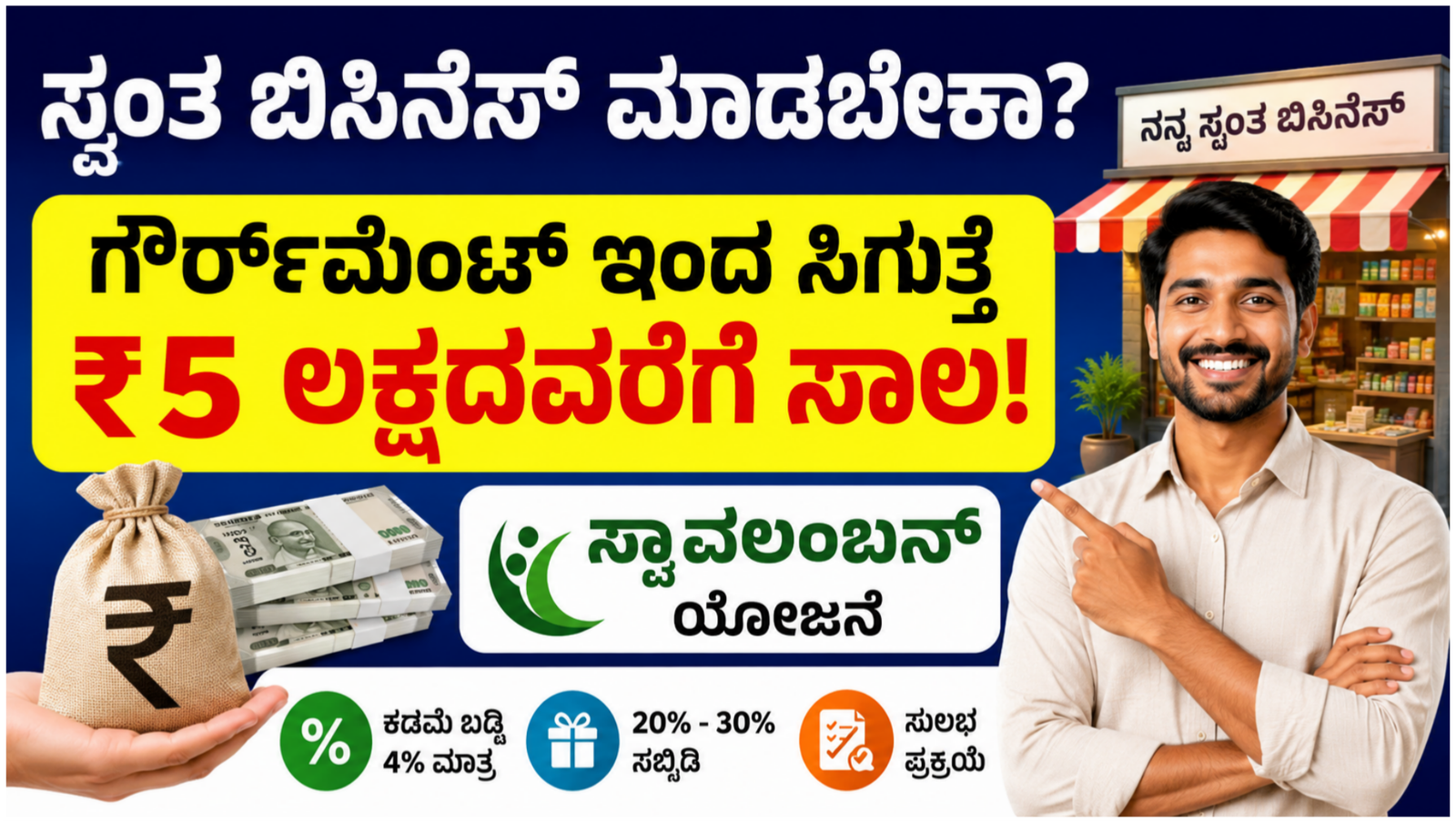 ಕರ್ನಾಟಕ ಸರ್ಕಾರದ ಸ್ವಾವಲಂಬನ್ ಯೋಜನೆ ಉದ್ಯೋಗ ಸಾಲದ ಮಾಹಿತಿ ಬ್ಯಾನರ್