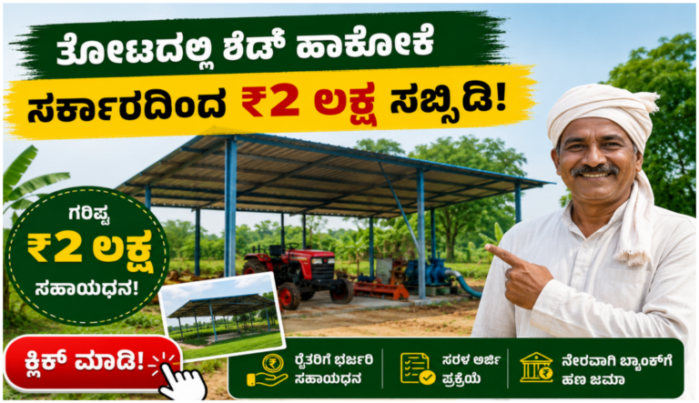 ಕರ್ನಾಟಕ ತೋಟಗಾರಿಕೆ ಇಲಾಖೆಯ ಕೃಷಿ ಶೆಡ್ ನಿರ್ಮಾಣ ಯೋಜನೆ ಮತ್ತು ₹2 ಲಕ್ಷ ಸಹಾಯಧನದ ವಿವರಣೆ.